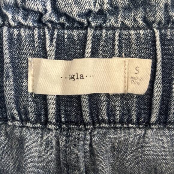 Tgla Paper Bag High Rise Acid Wash Frayed Hem Cotton Jean Shorts - Picture 5 of 6